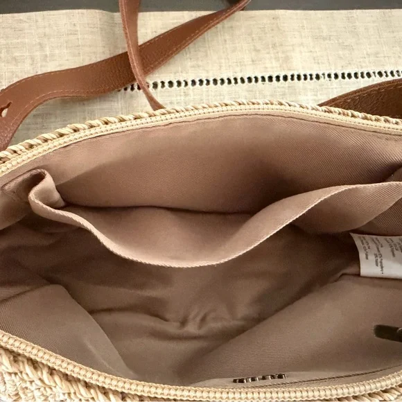 The Sak Half-Moon Woven Crossbody Bag with Brown Leather Strap - Picture 10 of 10